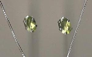 Genuine Natural Peridot and Sterling Silver Stud Earrings