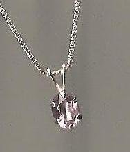 Genuine Natural Amethyst and Sterling Silver Pendant with Chain