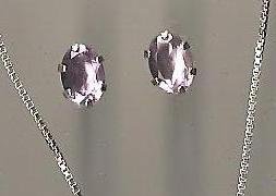 Genuine Natural Amethyst and Sterling Silver Stud Earrings