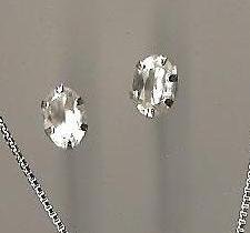 Genuine Natural White Sapphire and Sterling Silver Stud Earrings