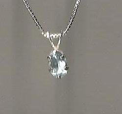 Genuine Natural Blue Topaz and Sterling Silver Pendant with Chain