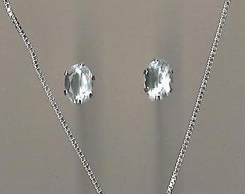 Genuine Natural Blue Topaz and Sterling Silver Stud Earrings