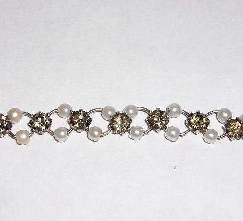 Faux Pearl and Rhinestone Choker