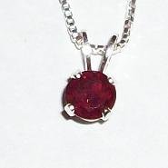 Sterling Silver 5mm Garnet Pendant & Chain
