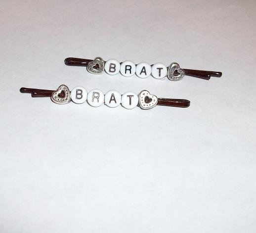 Name with Silver Hearts Hair Jewelry (pair)