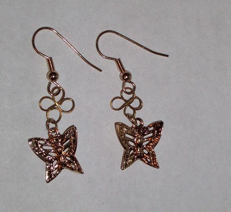 CLEARANCE: Butterfly Dangle Earrings - Gold