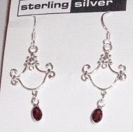 Sterling Silver & Garnet Dangle Earrings