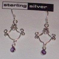 Sterling Silver & Amethyst Dangle Earrings