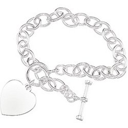 Sterling Silver Tiffany Style Bracelet Heart - 8 inches