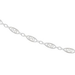 Sterling Silver Filigree Scroll Chain - 7 inches