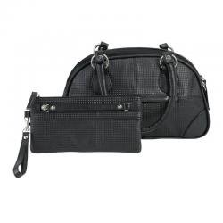 Embassyâ„¢ Black Faux Leather Purse and Wristlet Set