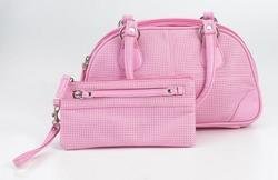 Embassyâ„¢ Pink Faux Leather Purse and Wristlet Set