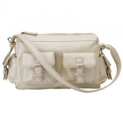 Embassyâ„¢ Pearl White Faux Leather Purse with Chrome Hardware