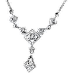 14K White Gold Diamond Chandelier Necklace