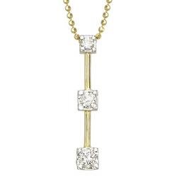 14K Yellow Gold Prong Set Round Diamond Necklace