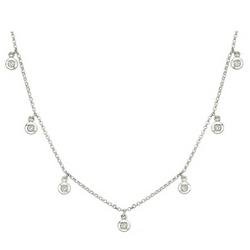 14K White Gold Round Diamond Necklace