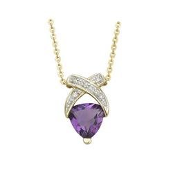 14K Yellow Gold Trillion Amethyst & Diamond X Bypass Necklace