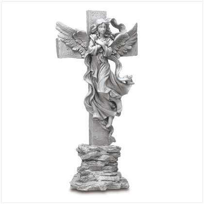 Polyresin Cross with Angel Statue
