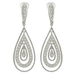 14K White Gold Round Diamond Earrings