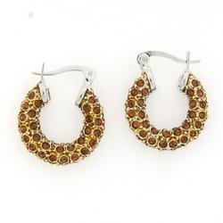 Brown Crystal Hoops