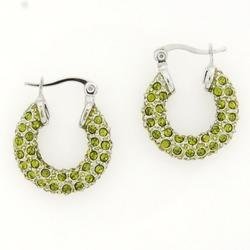 Green Crystal Hoops