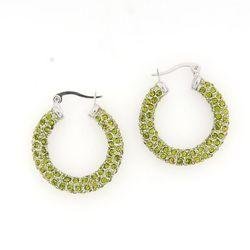 Large Green Crystal Hoops