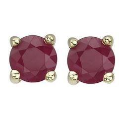 14K Yellow Gold Prong Set Round Ruby Stud Earrings