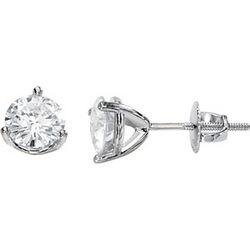 14K White Gold Created Moissanite Earring