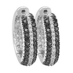 14K White Gold White & Black Diamond Inside & Out Earrings