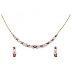 Lady V Garnet and Diamond Necklace and Matching Earrings
