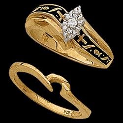 14K Yellow Gold Religious Bridal Diamond Ring