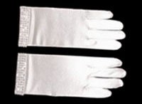 White Satin Diamond Gloves GL12795