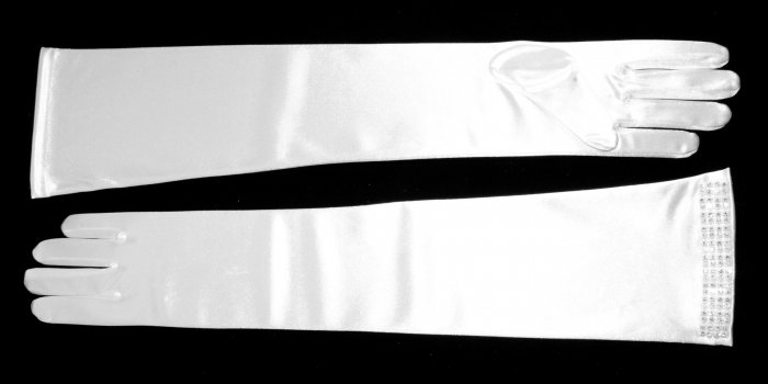 White Satin Diamond Gloves GL124195