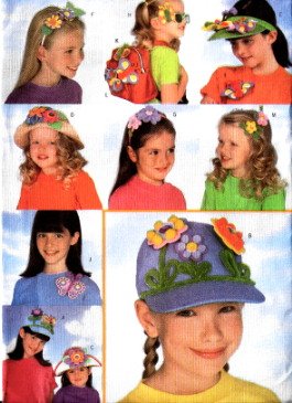 BUTTERICK 5453 Girls Headband & Hat flower embellishments Pattern