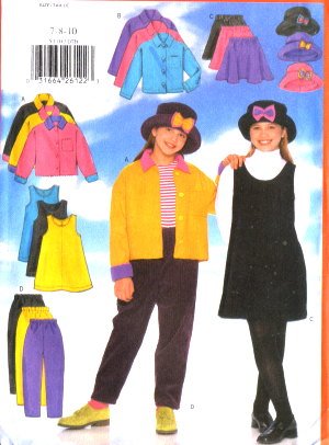 BUTTERICK 5170 Girls Polar Fleece Jacket Skirt Pants Hat Pattern 7-8-10