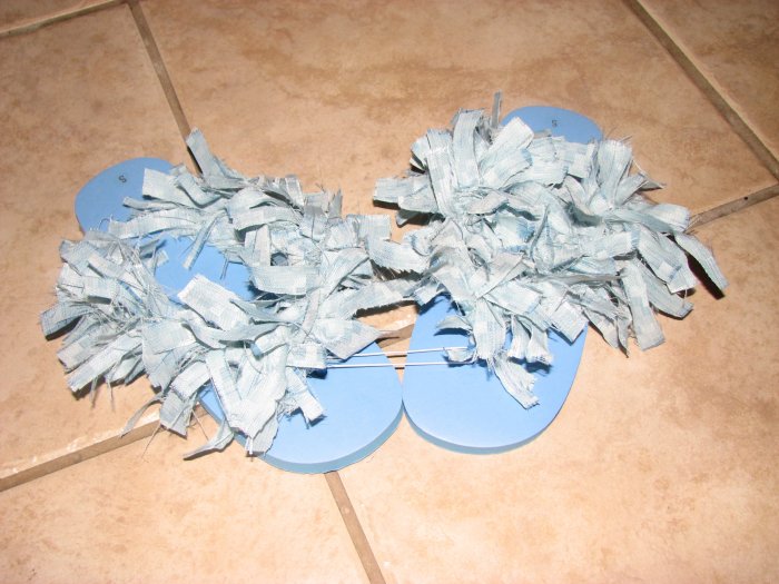 Light Blue Fluffy Flip Flops