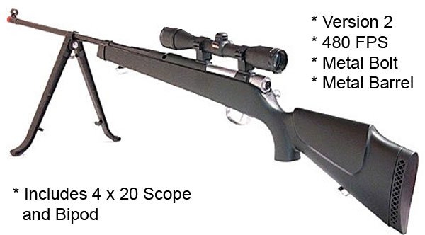 SUPER 9 PRO 480 FPS AIRSOFT SNIPER RIFLE W SCOPE/BIPOD