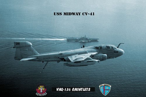 USS Midway Squadron VAQ-136 Gaunlets (8x12) Photograph