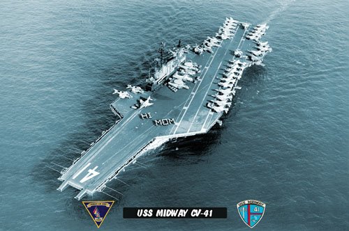 USS Midway CV-41 "HI MOM" (8x12) Photograph