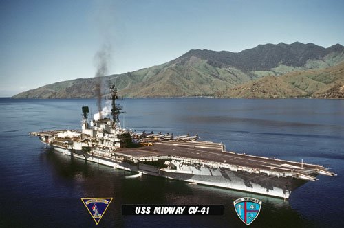 USS Midway CV-41 Arriving Subic Bay Philippines 2 (8x12) Photograph