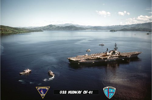 USS Midway CV-41 Arriving Subic Bay Philippines 3 (8x12) Photograph