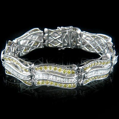 14k Gold Women's Diamond Bracelet with White and Yellow Diamonds 11.98 ctw