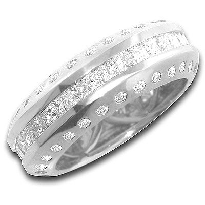 14k Gold Diamond Eternity Ring, Wedding Band with round & princess cut diamonds 3.30 ctw.