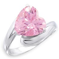 4 Ct Pink Heart CZ Ring