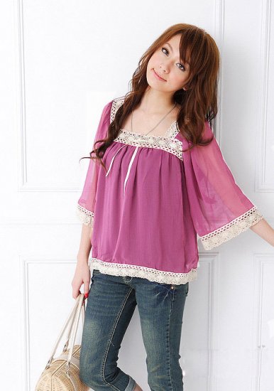 Lacing Casual Chiffon Shirt