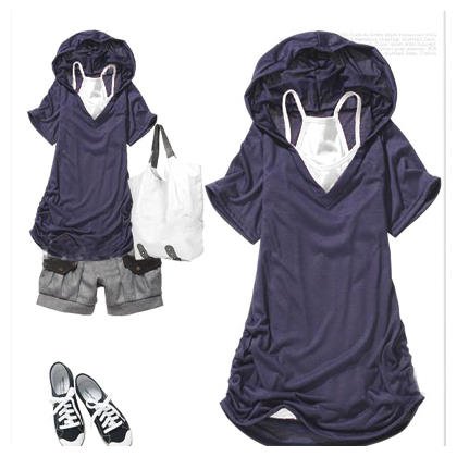 Casual Two Piece Shirt with Hat Shirt