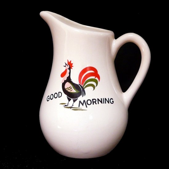 Vintage GOOD MORNING ROOSTER MILK PITCHER...Ca. 1960s