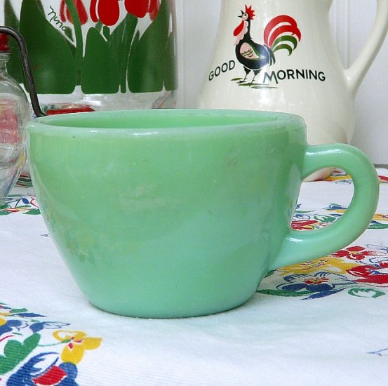 Vintage 1950s JADEITE FIRE KING RESTAURANT WARE COFFEE CUP Jadite