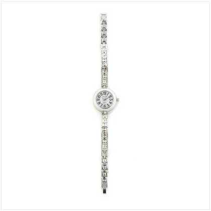SILVER CLEAR CRYSTAL LINK WATCH