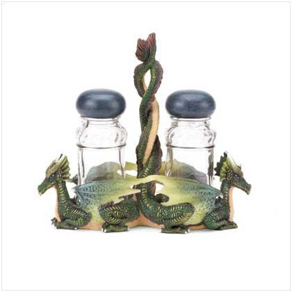 Green Dragons Salt and Pepper Glass Shakers